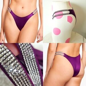 Victoria's Secret Very Sexy Double Shine Strap Smooth Brazilian Panty Grape NWT